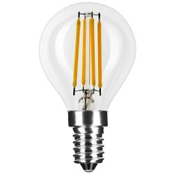 LED izzó Filament mignon E14  6,5W  kisgömb 2700K meleg fehér 806lumen Avide